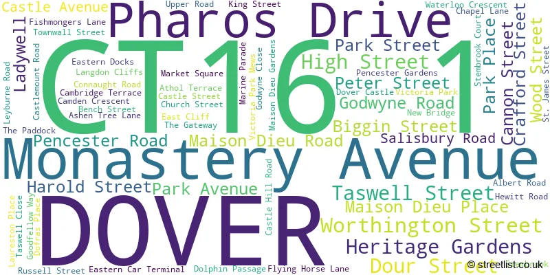 A word cloud for the CT16 1 postcode